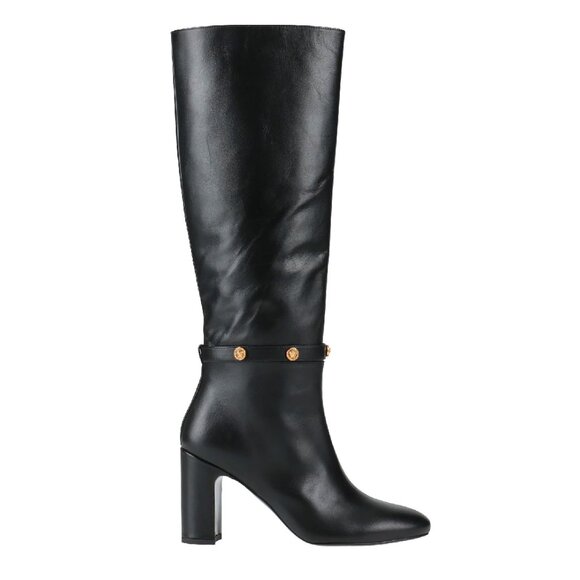 Versace Shoes - Versace Women's Black Leather Gold Medusa Boots